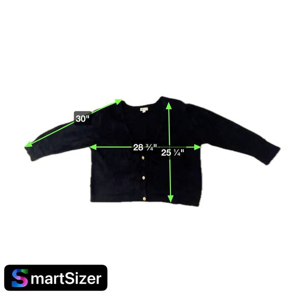 Ava & Viv Women's 3X Black 3 Gold Button Up V Neck Cropped Faux Fur Sweater - Picture 7 of 7